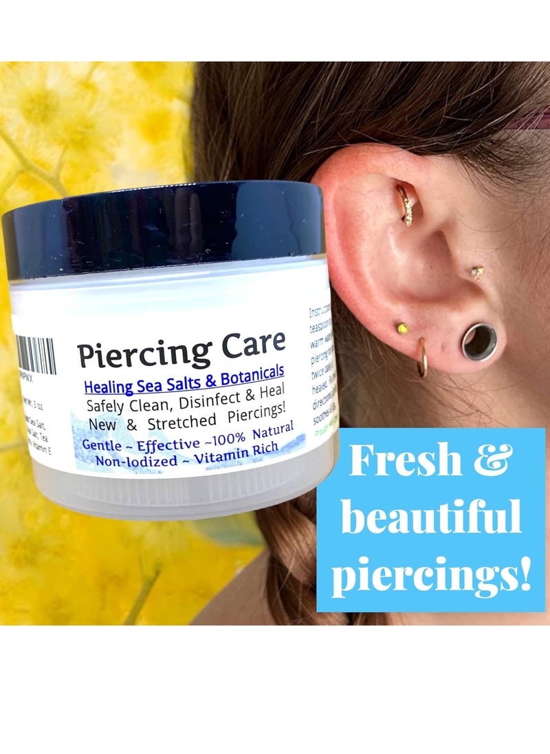 Urban ReLeaf Piercing Care - Healing Sea Salt & Botanical Aftercare - Safely Clean & Heal New & Stretched Piercings - 1 (3 Ounce)