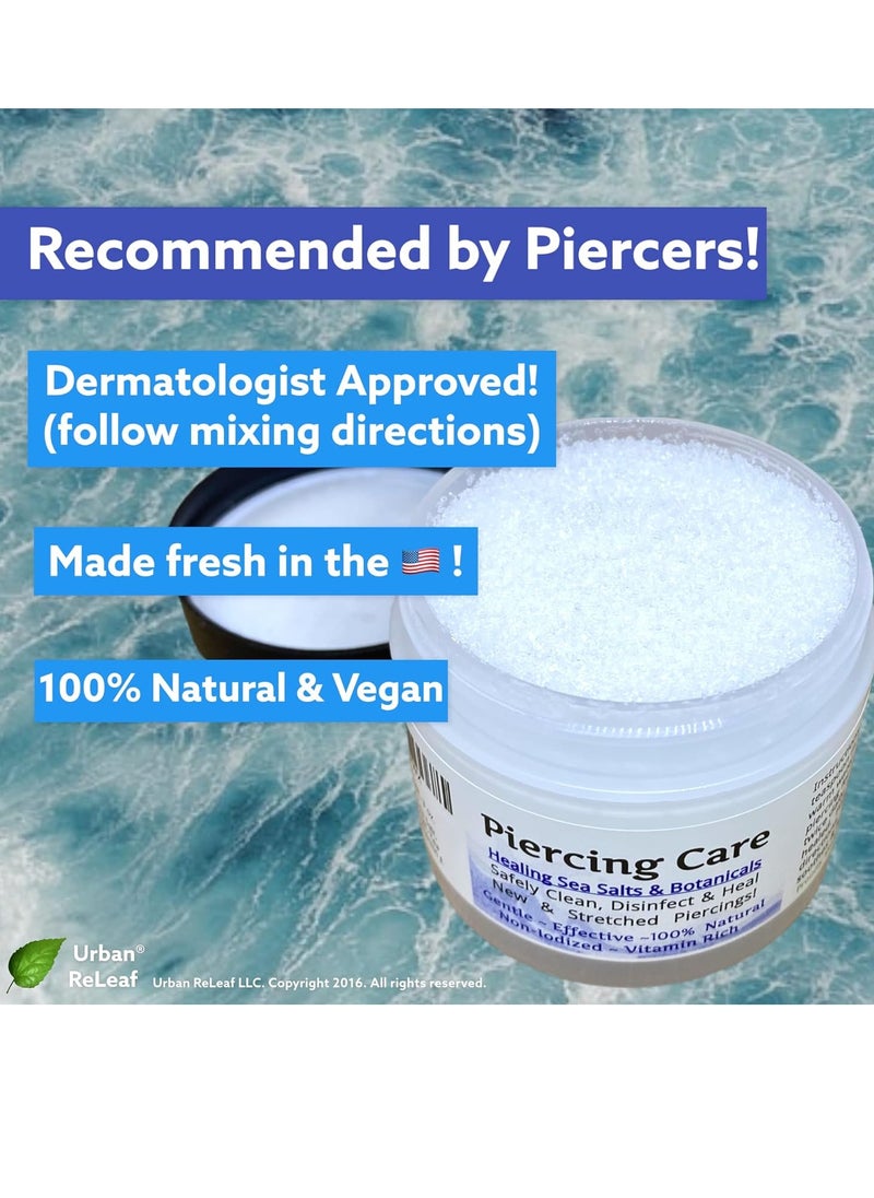 Urban ReLeaf Piercing Care - Healing Sea Salt & Botanical Aftercare - Safely Clean & Heal New & Stretched Piercings - 1 (3 Ounce)