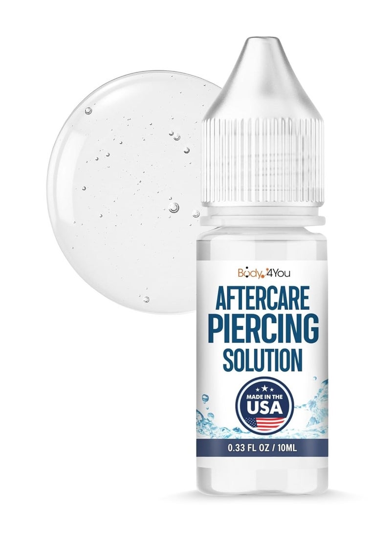 BodyJ4You Piercing Aftercare Saline Cleaning Solution - Nose Belly Ear Piercing Cleaner - Wound Wash Keloid Treatment Piercing Bump Removal - Sea Salt Aloe Rosemary - 0.33 Fl Oz (10ml)