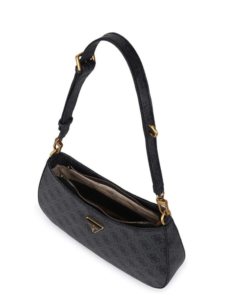 Ladies' black fashionable zipper shoulder bag