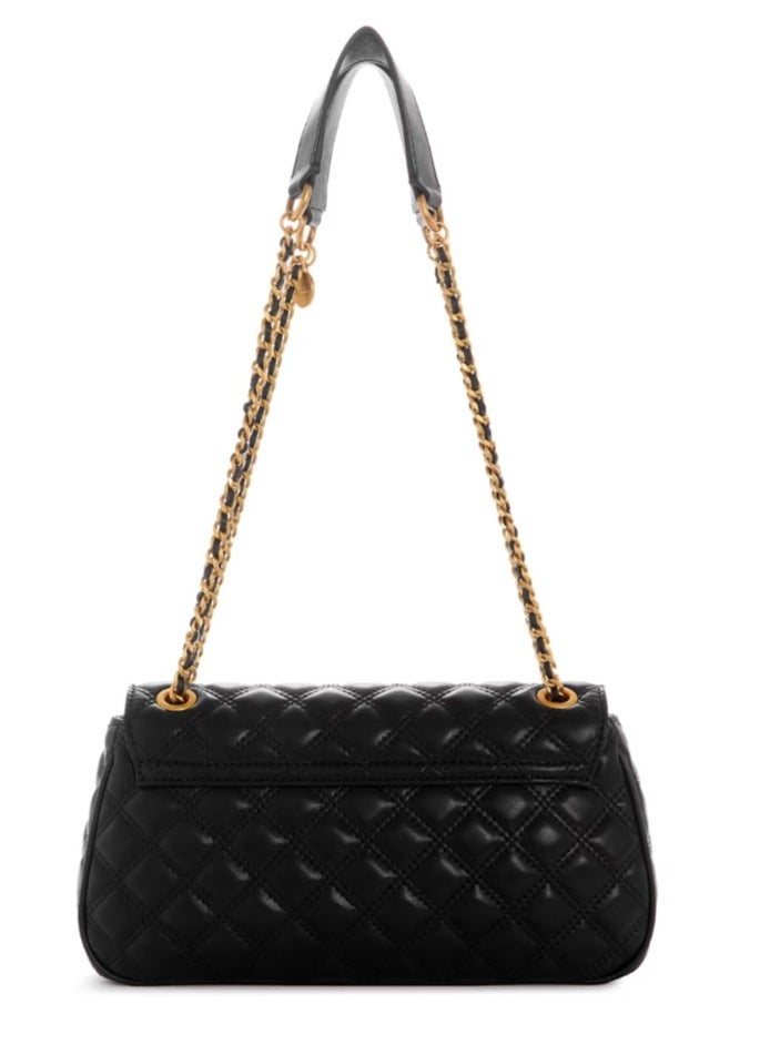 Women's button black fashionable shoulder bag