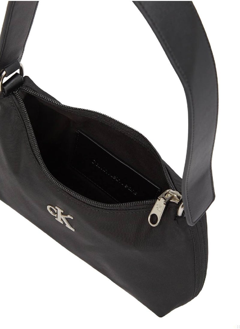 Women's Sleek Shoulder Bag - Polyester, Black