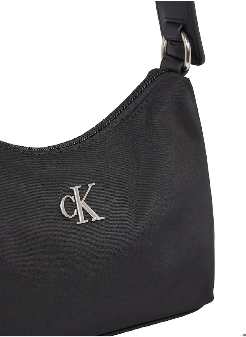 Women's Sleek Shoulder Bag - Polyester, Black