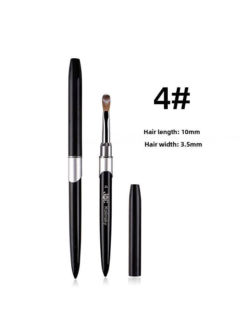 1 x 5 pcs Hot Selling Metal Handle Crystal Nail Art Brush 4# metal black rod 99% kolinsky