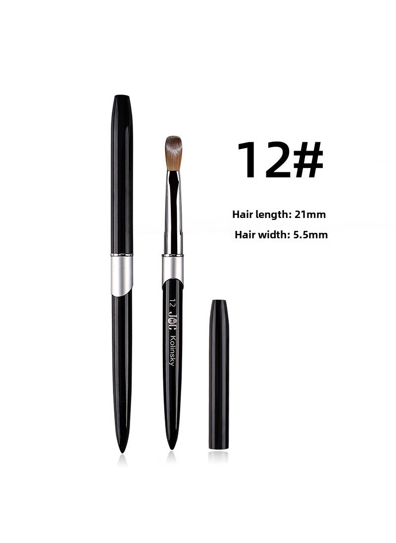 1 x 5 pcs Hot Selling Metal Handle Crystal Nail Art Brush 12# metal black rod 99% kolinsky