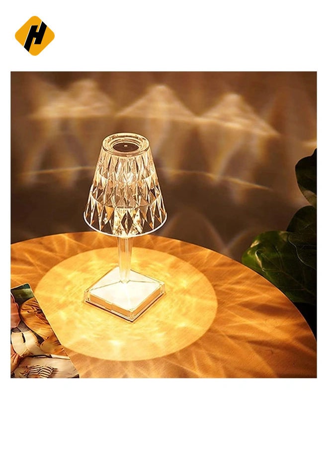 Crystal Touch Control Small Table Lamp 3 Color Changing Decorative Lighting Led Atmosphere Desk Lights Diamond USB Dimmable for Bedroom, Living Room Restaurant Bar Wedding