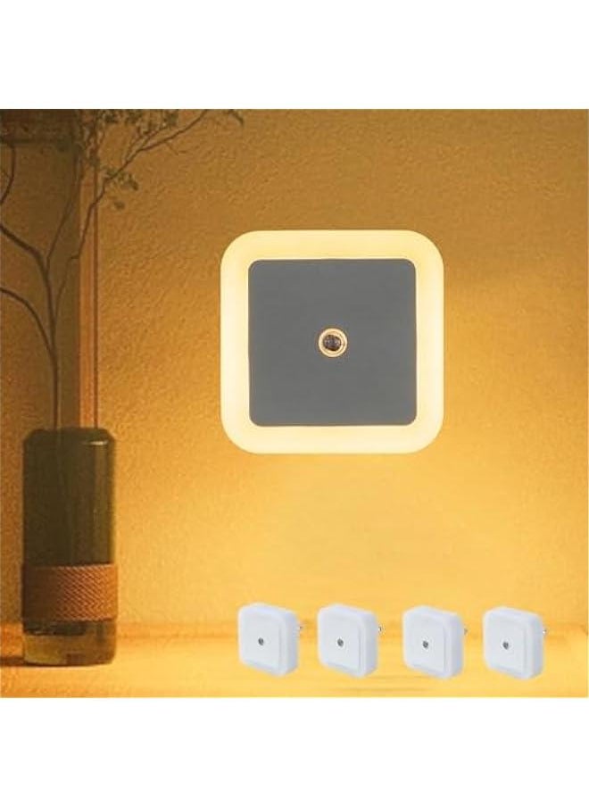 Warm Night Lights Plug into Wall 4-Pack,Nightlight with Light Energy Efficient Sensor, LED Night Light for Nursery, Room,Bedroom, Bathroom, Hallway, Kitchen Atmosphere Light (Warm White)