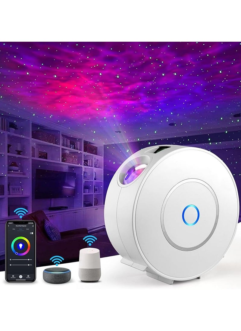 Galaxy Star Projector, Smart WiFi App/Voice Control, 3D LED Galaxy Projector Night Light with Nebula, Compatible with Google Assistant, RGB Dimmable, Timing, for Kids Bedroom Party Decor