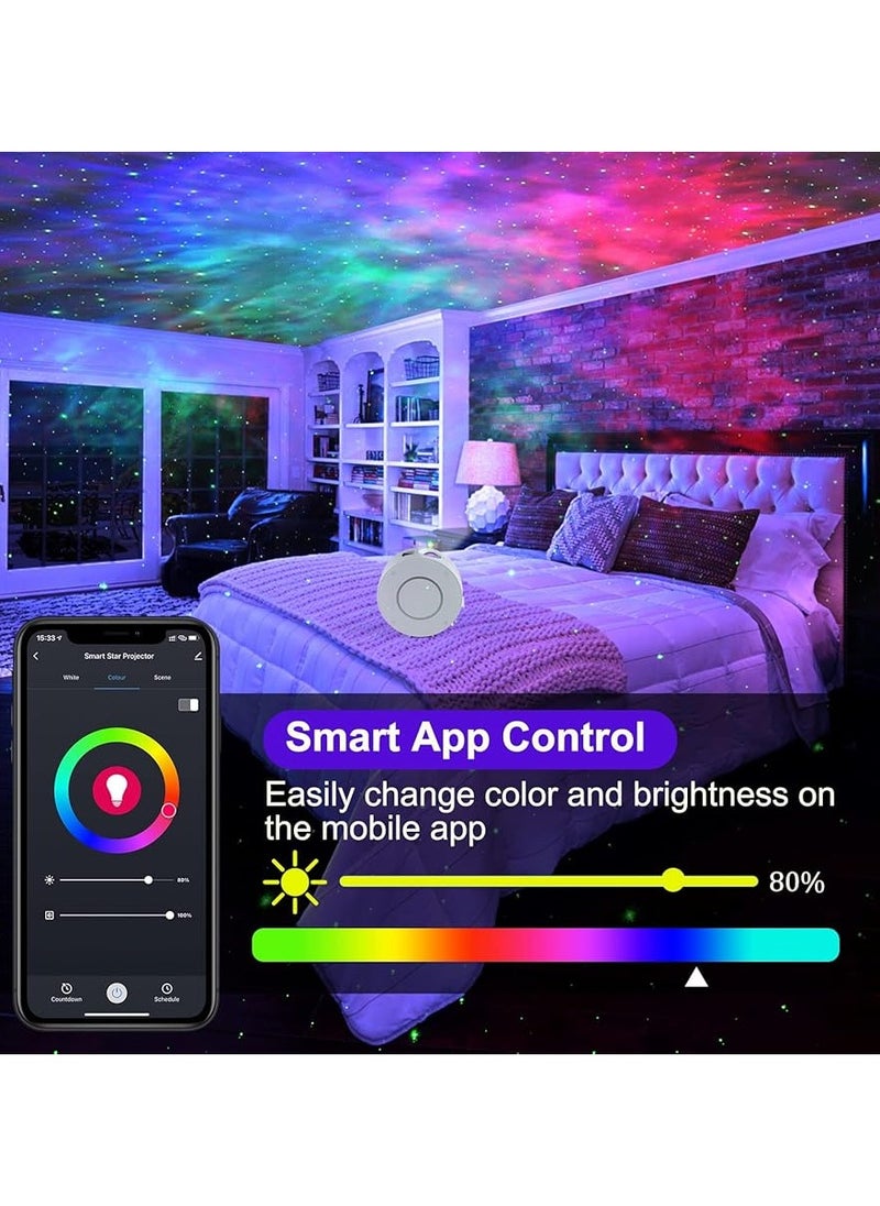 Galaxy Star Projector, Smart WiFi App/Voice Control, 3D LED Galaxy Projector Night Light with Nebula, Compatible with Google Assistant, RGB Dimmable, Timing, for Kids Bedroom Party Decor