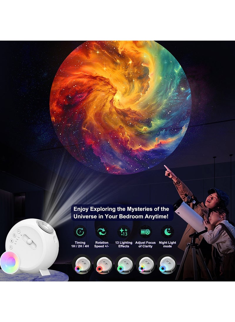 Astronaut Star Space Projector Galaxy Night Light Planetarium Light Galaxy Projector 4K Replaceable 13 HD Galaxy Discs Timed Starry Nebula Ceiling Projection Lamp Bedroom Decor Aesthetics