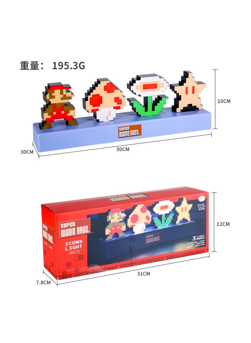 Retro Super Mario Pixel Lamp USB Voice-Controlled Color Change Super Mary Rhythm Lamp-Combination