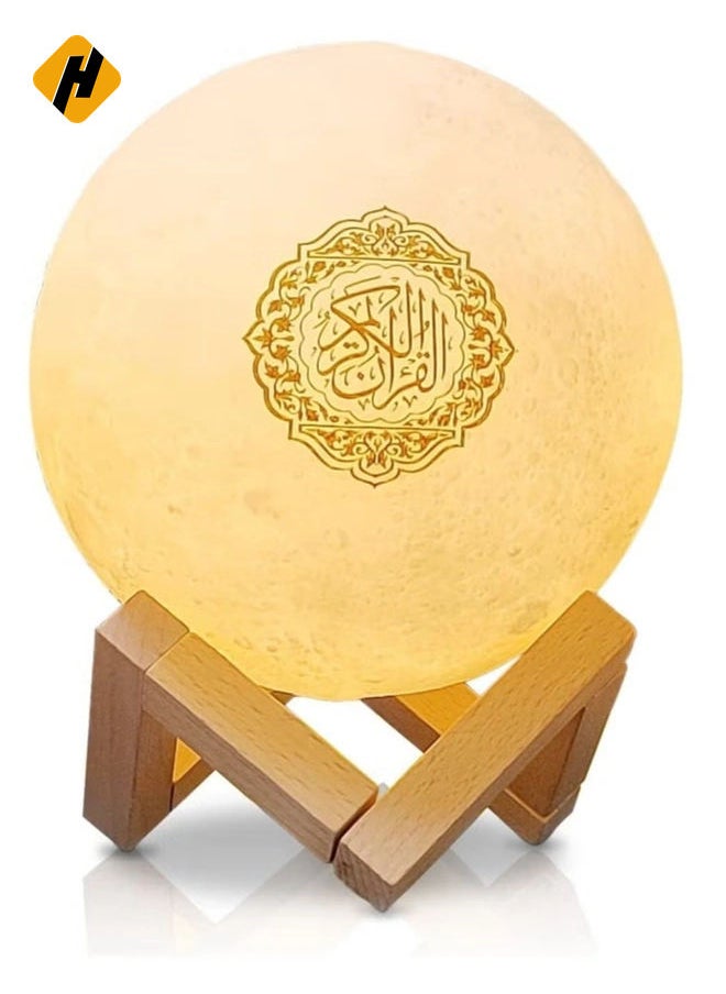 Moon Lamp Quran Speaker - Kids Night Light Galaxy Lamp 7 Colors LED 3D Star Moon Light with Stand, Remote & Touch & APP Control, USB Rechargeable Quran Recitation Eid Mubarak hajj Gifts (A)