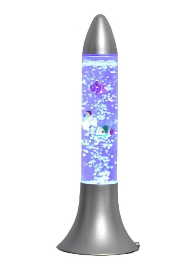 Rocket Shaped Magic Lamp - Colour Changing LED Aqua Bubble Tube Lamp with Plastic Magma Fish Water Aquarium, Decorative Standing Table Light Showpiece