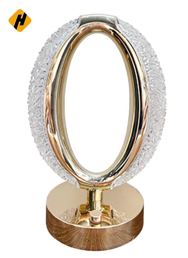 Crystal Diamond Table Lamp – Round Oval Nightlight with Type-C Charging and Tricolor Dimming