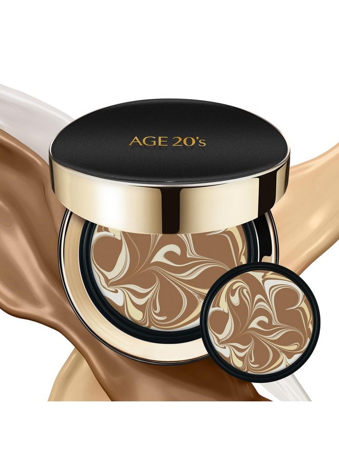 Age20'S Signature Essence Pact Spf 50+ | Cream Foundation, Dewy Finish, Natural Coverage | Korean Cushion Foundation | 2 Refills Included | 31 Medium Tan