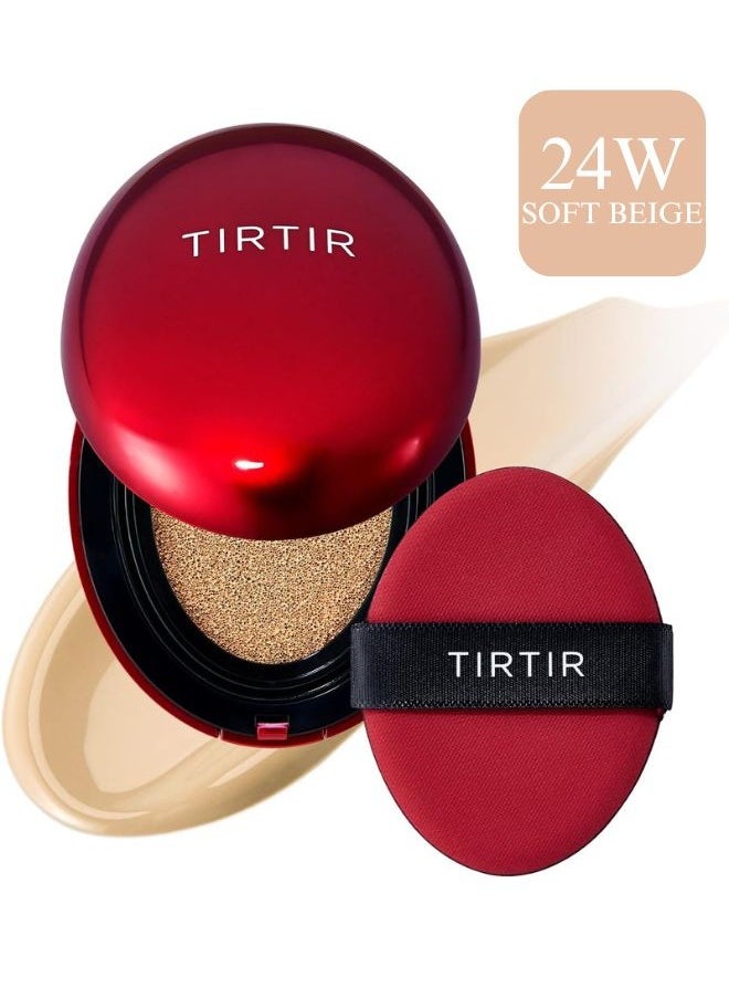 TIRTIR Mask Fit Red Cushion Foundation 18g (24W Soft Beige) - 72hrs Long Lasting Full Coverage Foundation Makeup