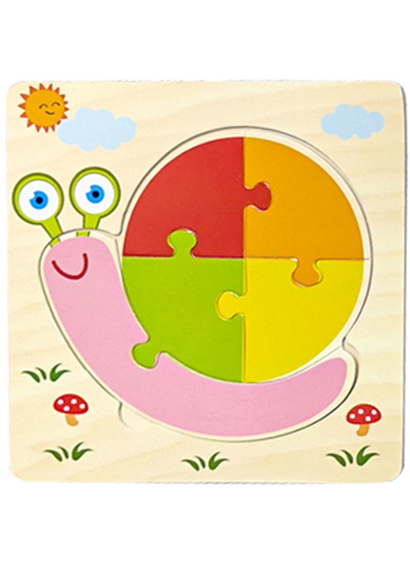 1 x 5 pcs 3-7 Year Olds Cognitive Wooden Puzzle Toy Snail