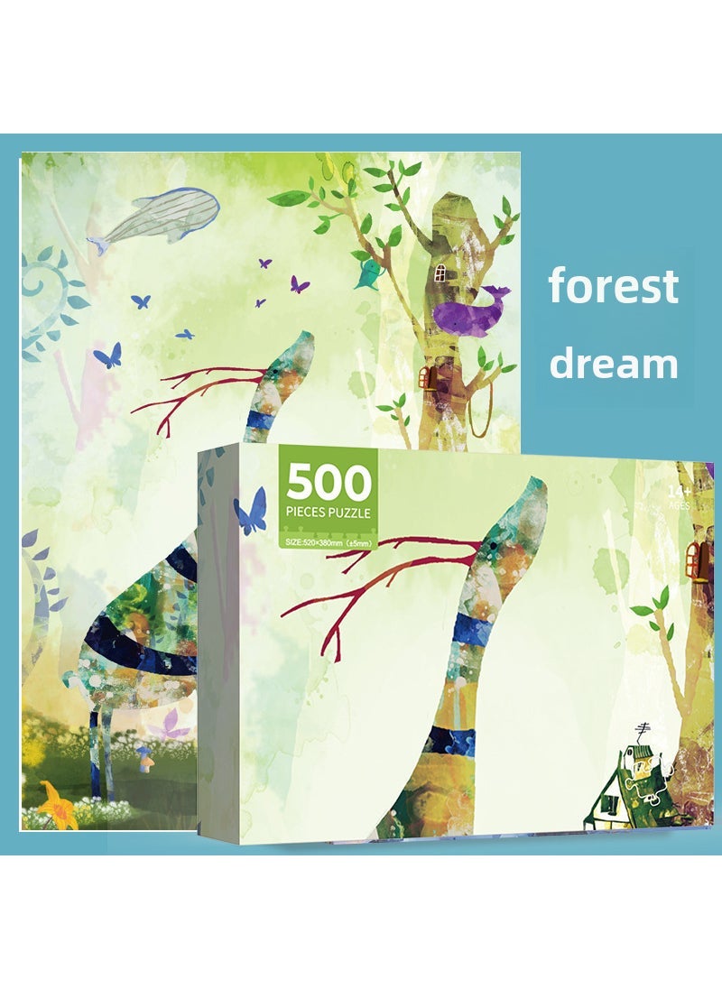 500pcs Jigsaw Puzzle Kids Adults 52*38cm High Definition Neutral Box New Dream Forest