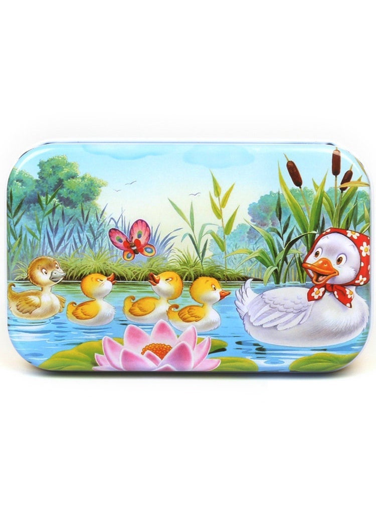 Kids Wooden Jigsaw Puzzle 60pcs in Tin Box Early Educational Toy little yellow duck