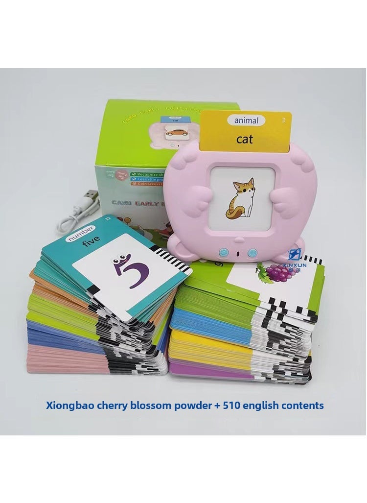 Puzzle childrens early education Card Machine 1-3-6 years old Chinese and English bilingual Enlightenment cognitive literacy card learning machine toy Xiong Bao Pink 255 Card (510 Content) Pure English Xiong Bao Pink 255 Card (510 Content) Pure English