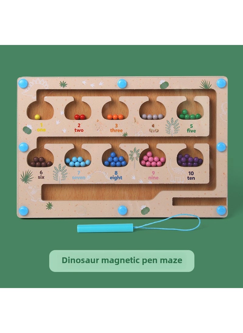 Wooden Magnetic Counting Bead Maze Educational Toy Dinosaur magnetic pen maze 0.32KG