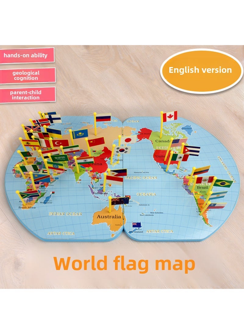 Magnetic China  World Map Puzzle Educational Toys English Flag Map