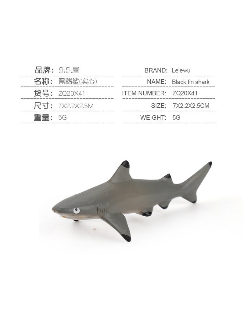 Simulation mini marine life model shark ray fish turtle dolphin killer whale tuna animal model wholesale ZQ20X41 blacktip shark (solid) 5g