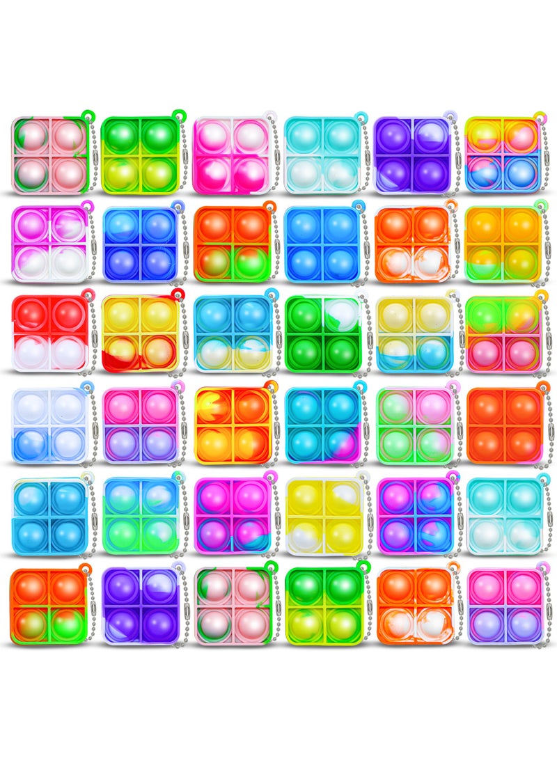 Mini Keychain Fidget Bubble Toy for Stress Relief Mini square 2.8g with bead chain