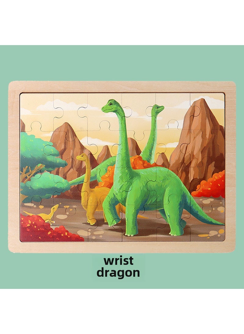 Wooden Animal Puzzle Dinosaur Toddler Toy Brachiosaurus