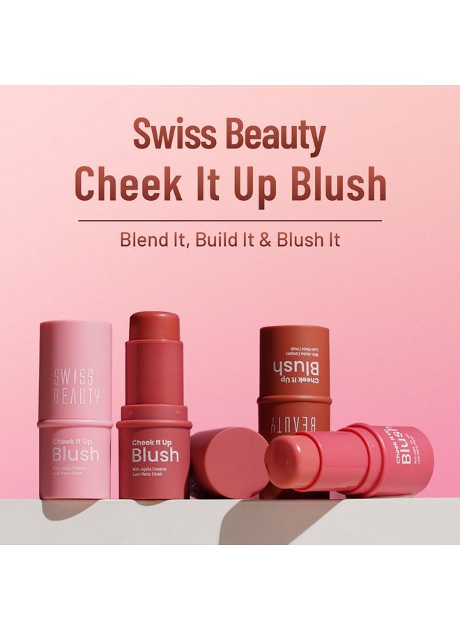 Cheek It Up Blush For Cheeks|Lumi-Matte Finish | Lightweight | Easily Blendable | With Jojoba Oil | Shade- Showstopper, 8G