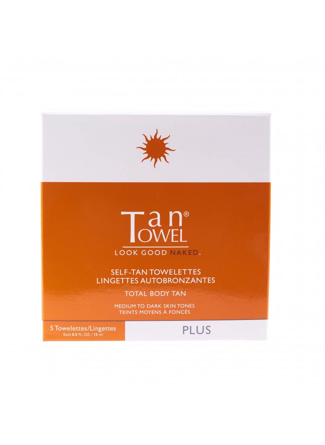 Tan Towel Plus Self-Tan Towelette Full Body, 5 Count (Pack of 1)