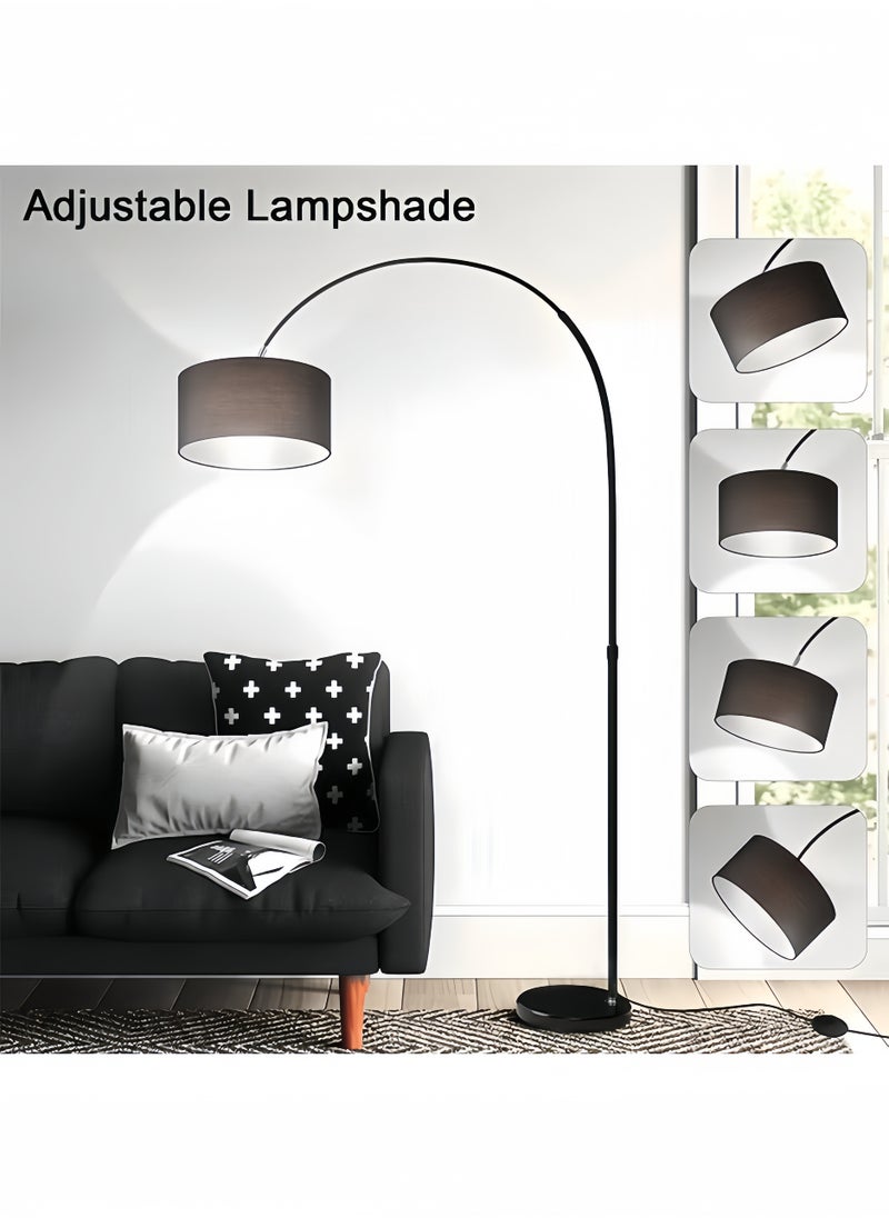 Floor Lamp for LED Stand Vintage Arc Pole Light  with Warm Light Remote Control for Living Room Office Bedroom ‎Marble Black 12W 8-15m