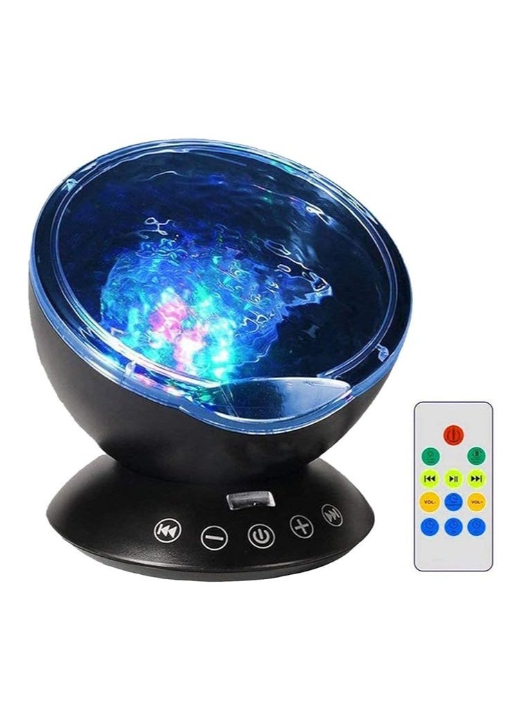 LED Night Light With Usb Remote Control Projection Lighting Black 12.5cm