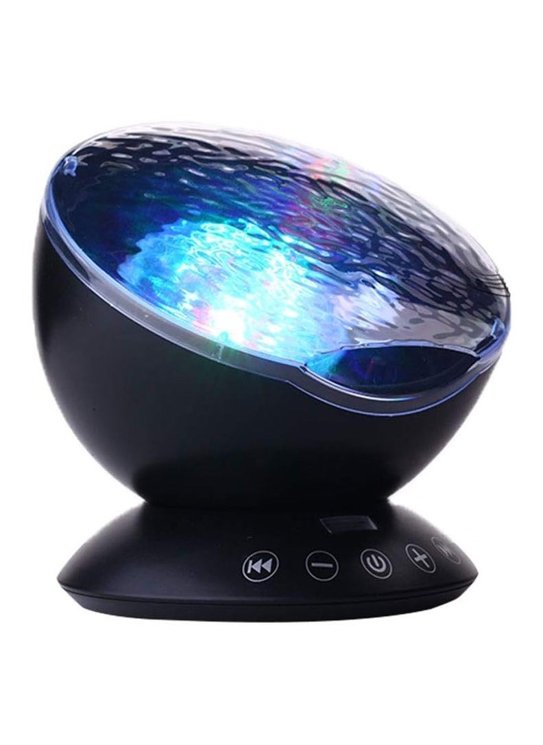 LED Night Light With Usb Remote Control Projection Lighting Black 12.5cm