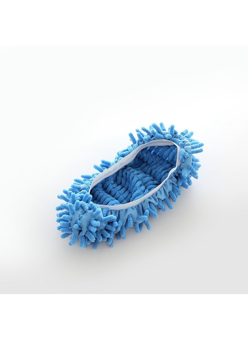 Chenille Mop Slippers Single Price White-Blue