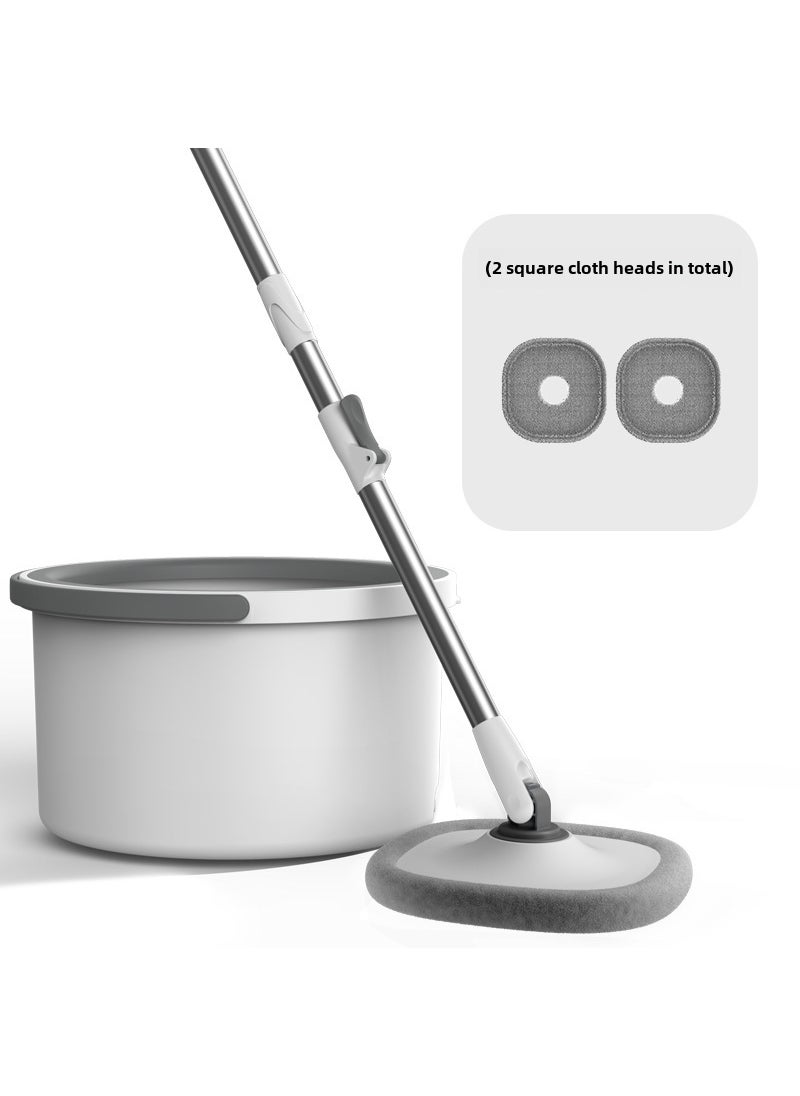 Easy Clean Spin Mop Rotating Lazy Mop Water-Absorbing Gray square plate-clean dirt separation mop set [online shopping 2 cloth]