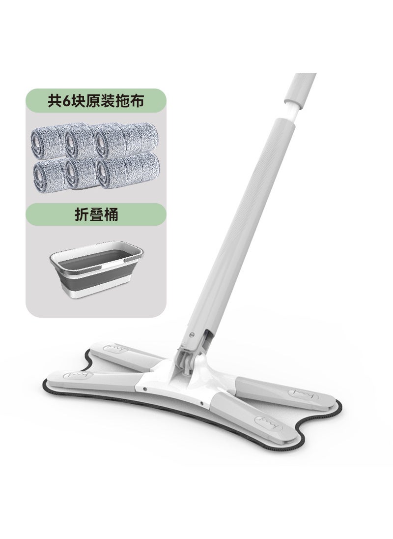 New Hands-Free Butterfly Mop for Efficient Home Cleaning A set of six pieces of cloth + folding bucket for the enlarged butterfly mop
