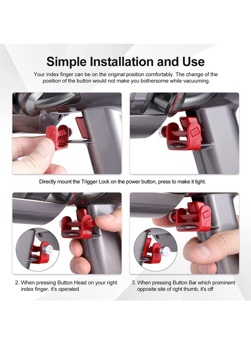 Trigger Lock, Fit for Dyson V6 V7 V8 V10 V11 V15 Detect Absolute Animal Motorhead Vacuum Cleaner, Power Button Attachments, Free Your Finger (Not for Outsize)