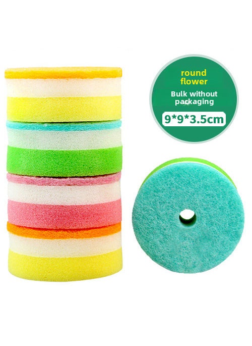 1 x 5 pcs Suction Cup Sponge Scourers Korean Style Dish Brush Round flowers (in bulk)