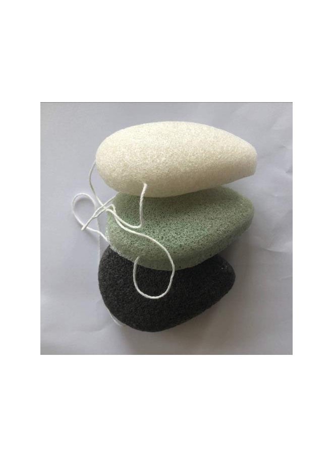 3PC Facial Sponge Drop Shape Konjac Facial Sponge Bamboo Charcoal Face Cleaning Exfoliating Brush(Black, Green and Beige)