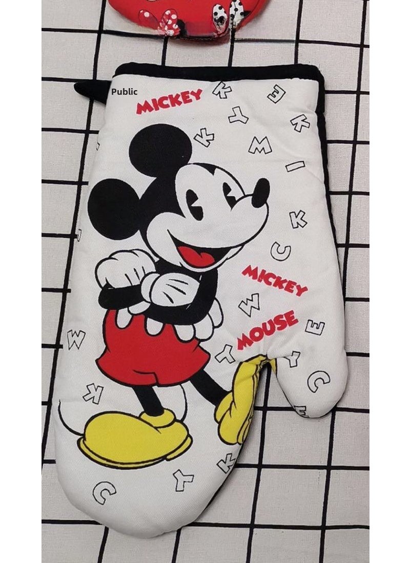 1 x 5 pcs Minnie Mickey Cartoon Kitchen Oven Mitt Mickey on a white background