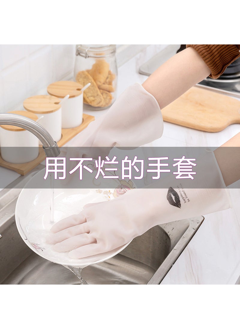 1 x 5 pcs Laundry Dishwashing Glove Pairs Flamingo