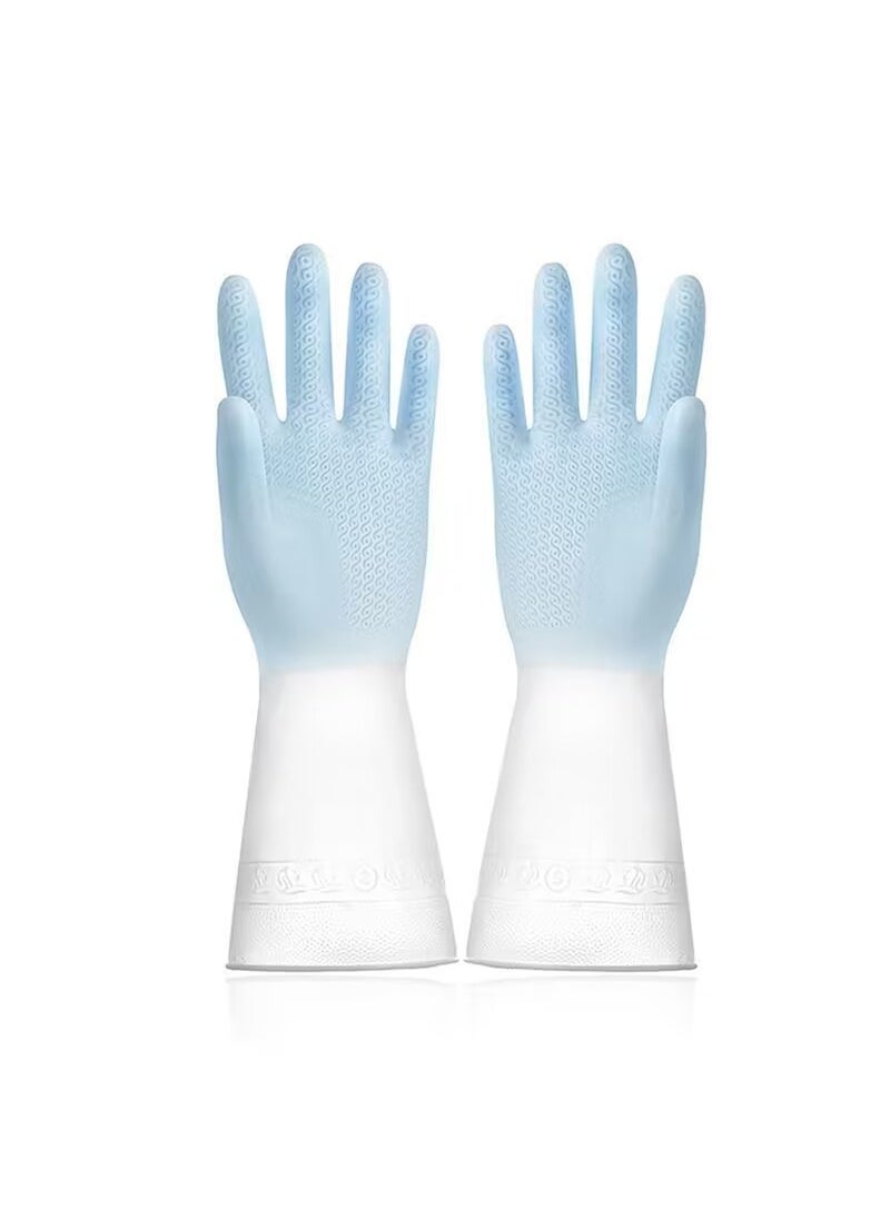 Durable Gradient Kitchen Cleaning Latex Gloves Gradient Blue