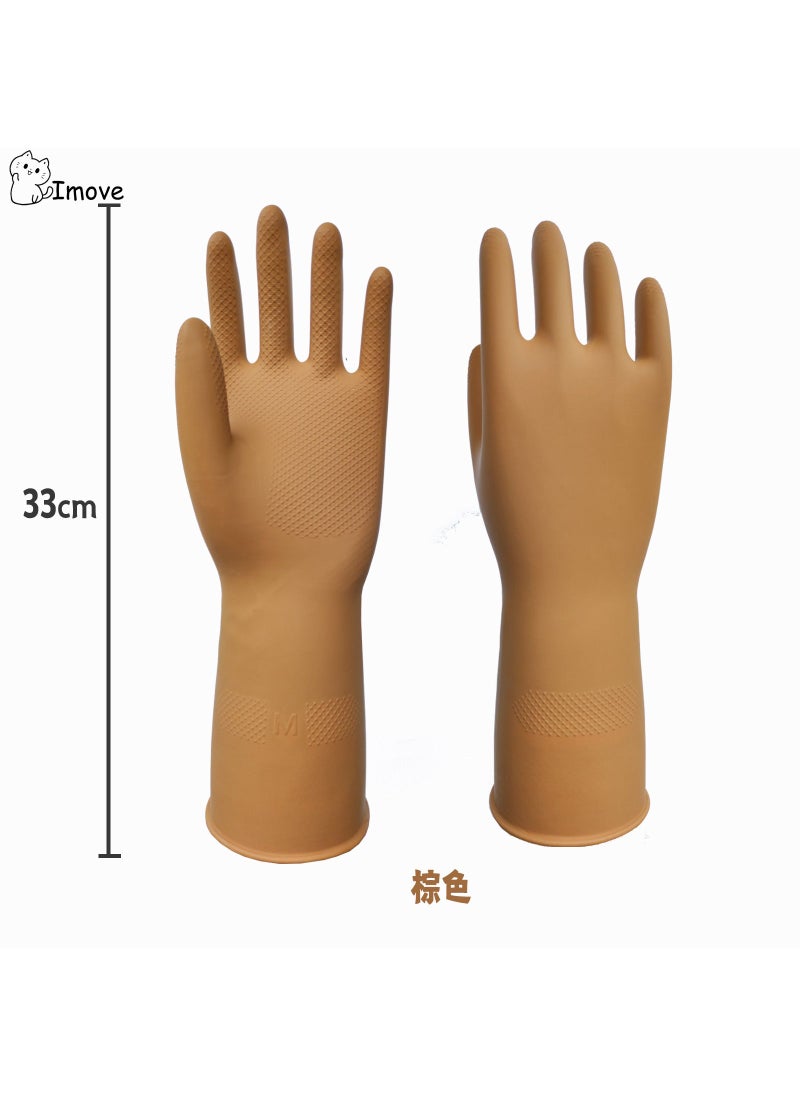 Japanese latex household dishwashing gloves non-slip anti-fouling wear-resistant thickened rubber accessible food rubber gloves Brown