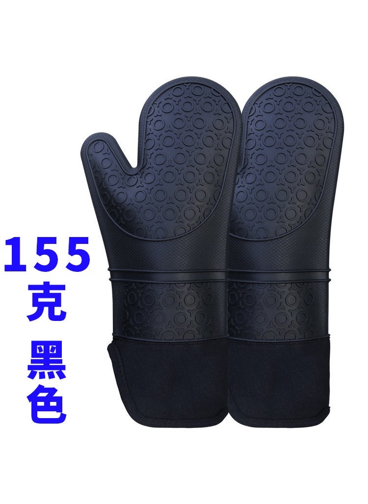 Silicone Oven Mitts Heat Resistant Kitchen Gloves 155g-Black