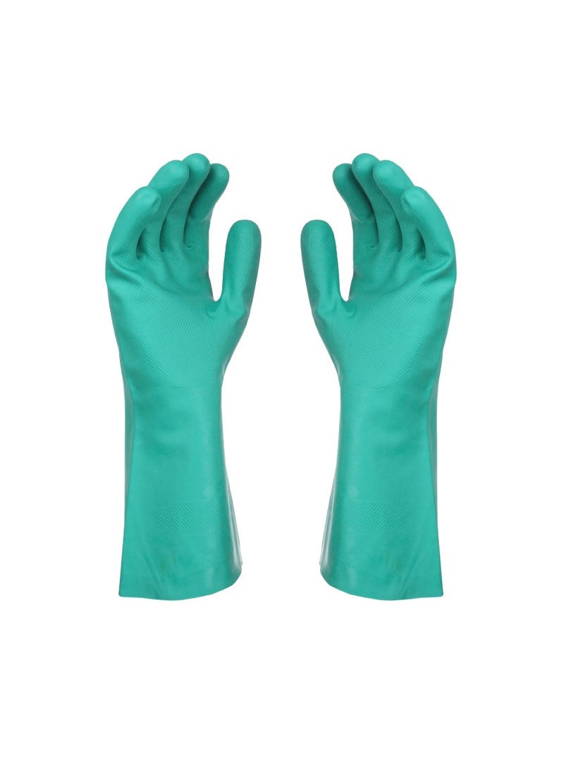 Durable Thin Kitchen Cleaning Rubber Gloves 32 long thick green nitrile