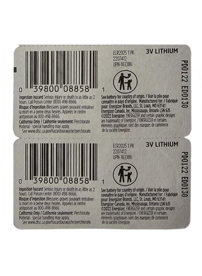 Energizer CR2025 Lithium Battery Pack Of 2