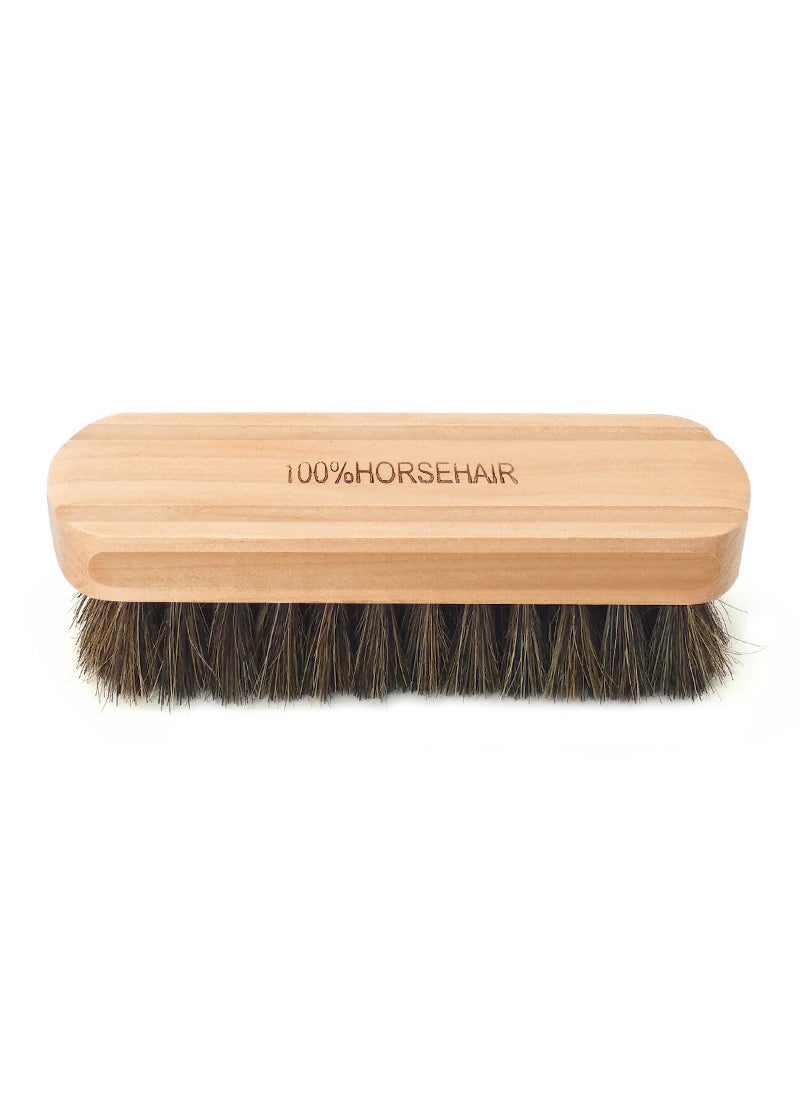 1 x 5 pcs Medium Wooden Horsehair Shoe Brush Polish Medium Brown red