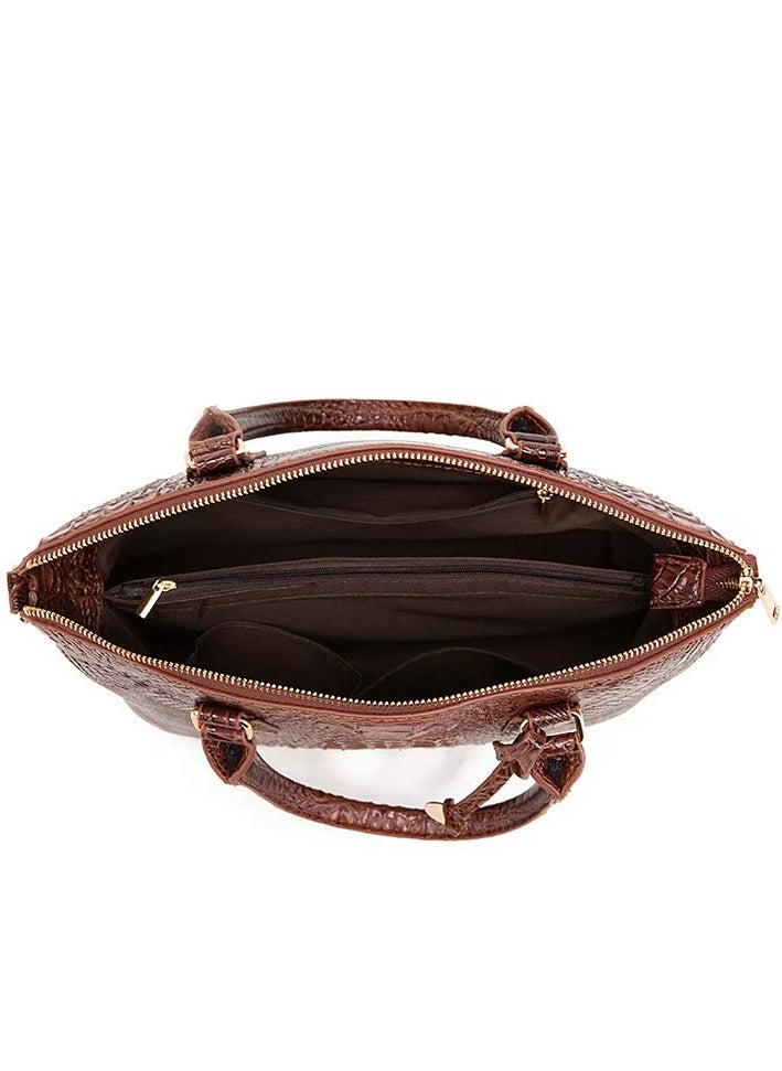 Women Satchel Handbags Top-Handle Bags fuax Leather Embossed Crocodile pattern shoulder bag-Pink