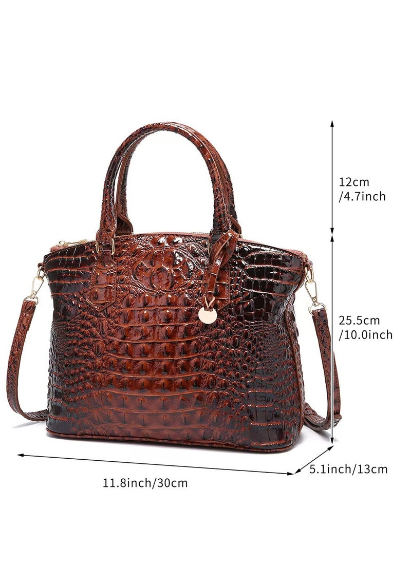 Women Satchel Handbags Top-Handle Bags fuax Leather Embossed Lizard skin pattern shoulder bag-Light Purple